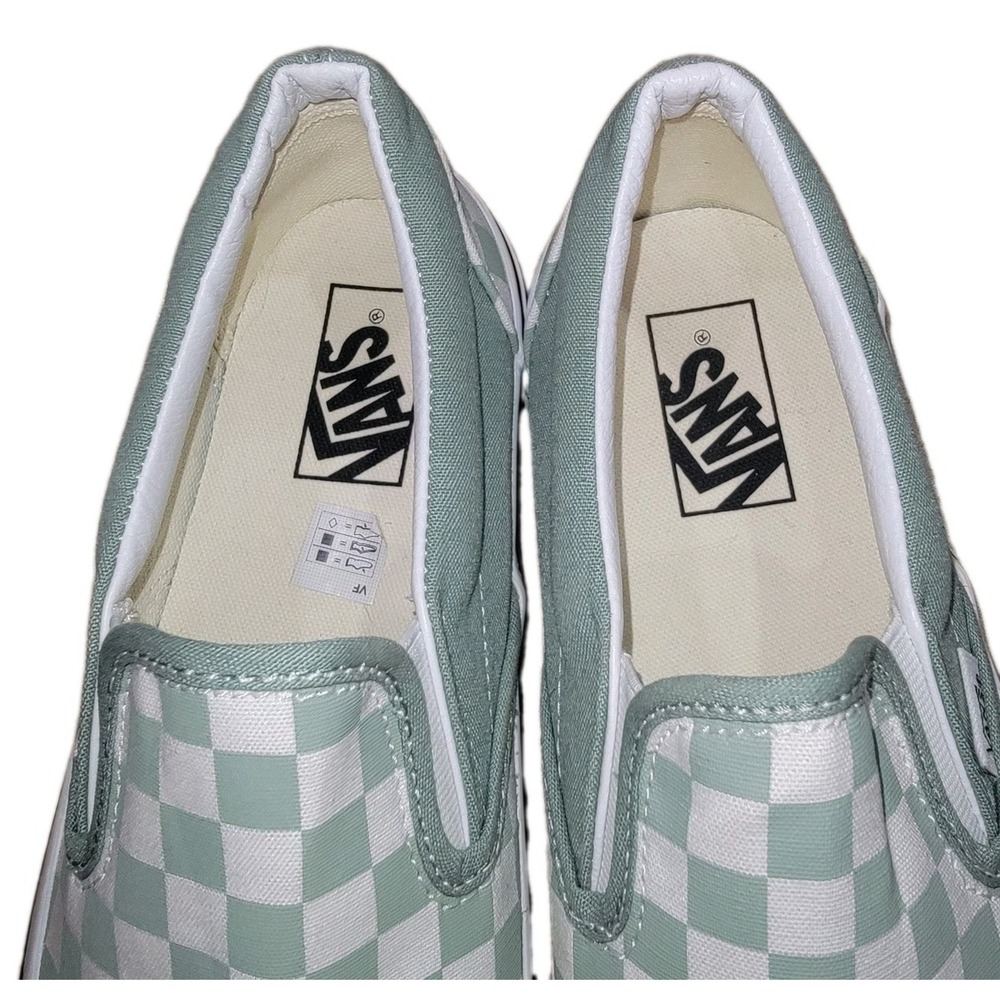 Vans Classic Slip-On Checkerboard Sage Green White Sneakers Womens 10 Mens 8.5 - Picture 9 of 11